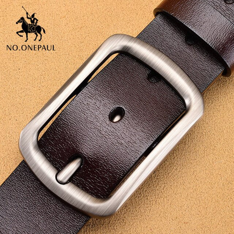 NO.ONEPAUL Authentic men's leather business fashion retro  belt alloy pin buckle new buckle men's jeans wild belt free shipping