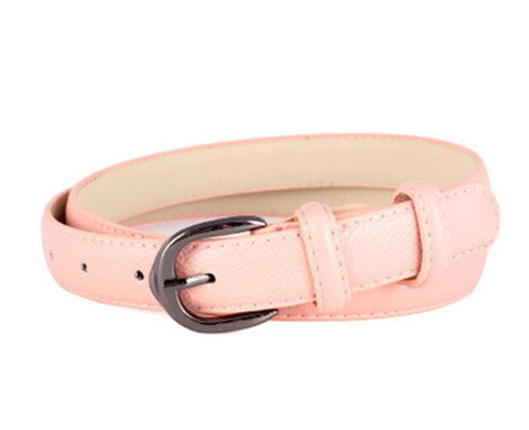Candy Color Metal Buckle Thin Casual Belt For Women Leather Belt Female Straps Waistband For Apparel Accessories Dress Decor