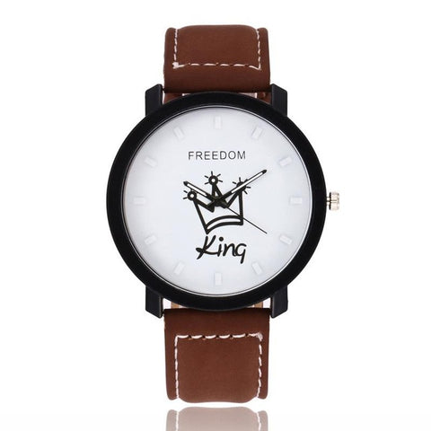 New Relogio Couples Watch King & Queen Leather Quartz Watch Mens Ladies Fashion Sport Clock Men's Watches Women's Watches Gifts