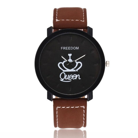 New Relogio Couples Watch King & Queen Leather Quartz Watch Mens Ladies Fashion Sport Clock Men's Watches Women's Watches Gifts