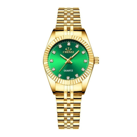 CHENXI Luxury Couple Watch Golden Fashion Stainless Steel Lovers Watch Quartz Wrist Watches For Women & Men Analog Wristwatch