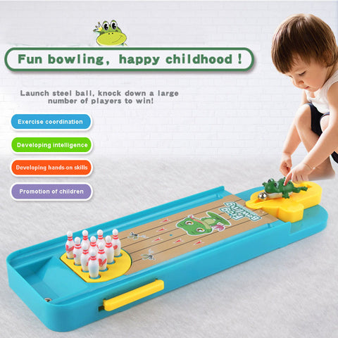 Mini Cartoon Children Toy Frog Bowling Table Set Shooting Puzzle Interactive Game Sports Party Entertainment Accessories