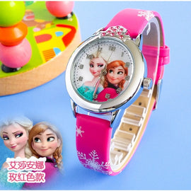 New Cartoon Children Princess Elsa Anna Watch Fashion Girl Kids Student diamond Leather Analog Wrist Watches Relojes kol saati