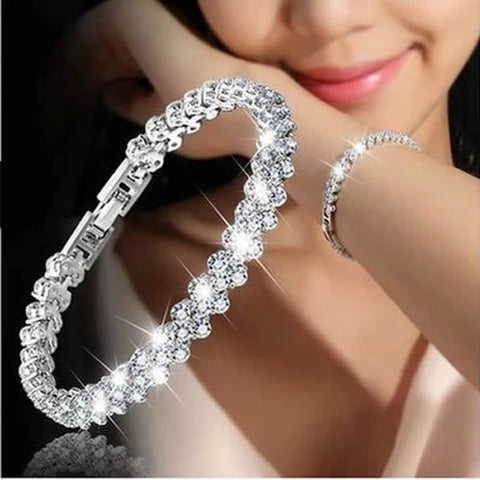 Women Silver Rose Gold Bracelet for Female Crystal Heart Charm Bracelet Women Bridal Wedding Fine Jewelry Gift