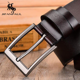 JIFANPAUL leather men's belt classic pin buckle design fashion modern youth jeans decorative high quality new belt free shipping